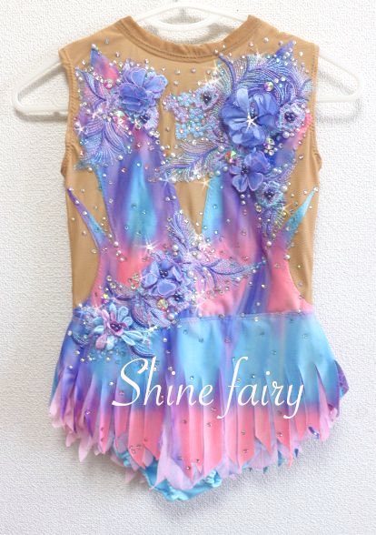 特別セール現品１３０ １４０新体操レオタード マーメイドカラーグラデーション 豪華ストーン Shine Fairy